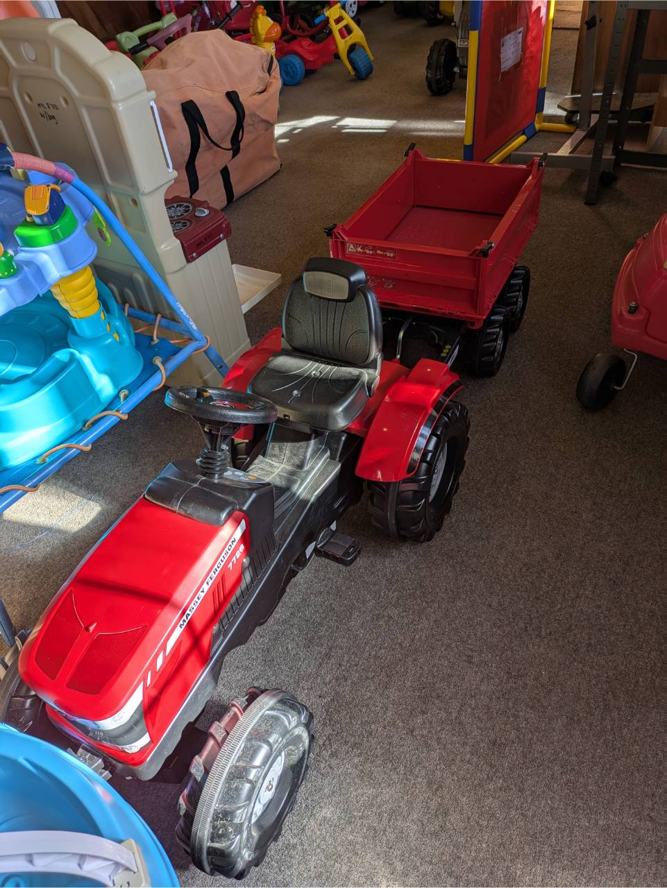 Red Massey Ferguson Tractor and Trailer